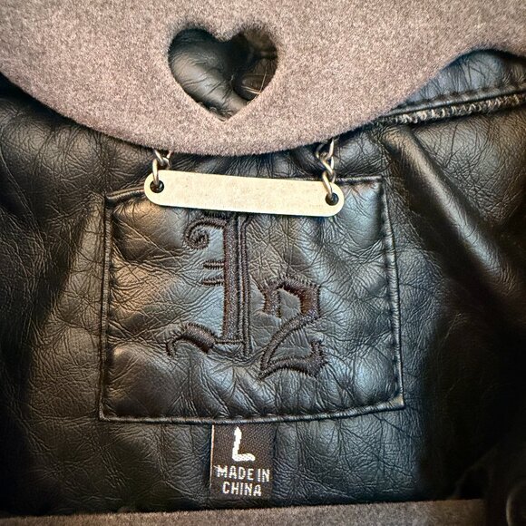 J2 Black Faux Leather Moto Jacket Size Large - Picture 2 of 10